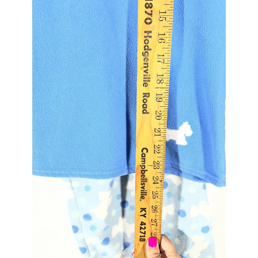 VS‎ Pink K Fleece Scottie Dog Polka Dot PJ Set Women L Blue Long Sleeve Cozy